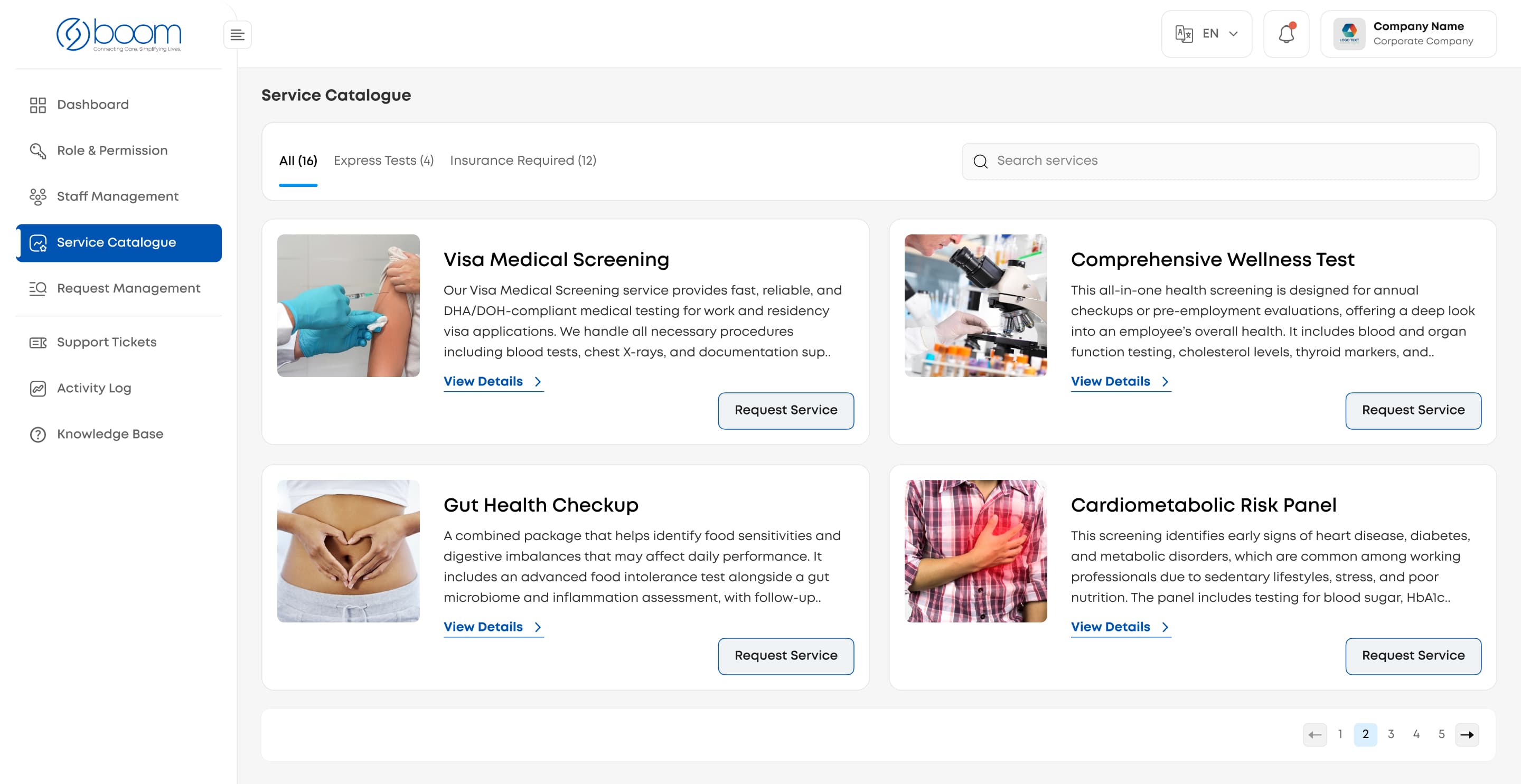 Care Catalogue Dashboard Interface